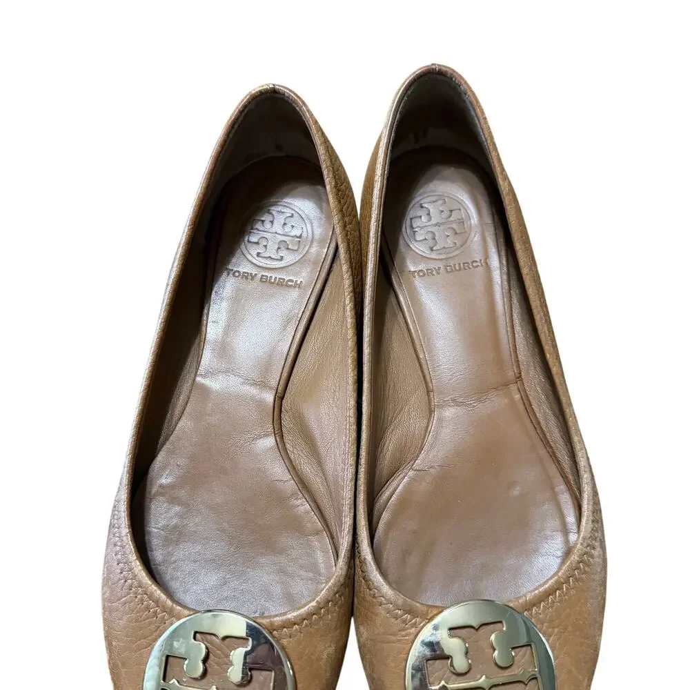 Tory Burch Camel Brown Leather Flats Size 6.5
